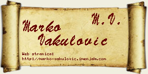 Marko Vakulović vizit kartica